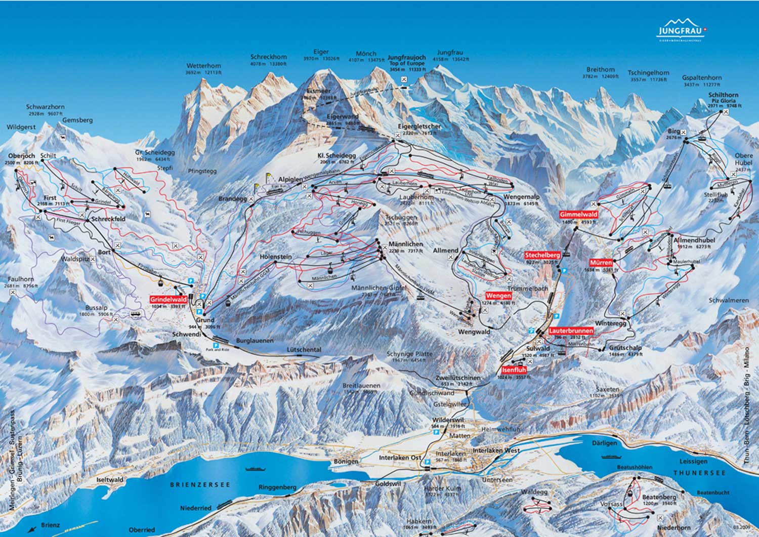 Grindelwald Berner Oberland, Skigebiet Jungfrau Region