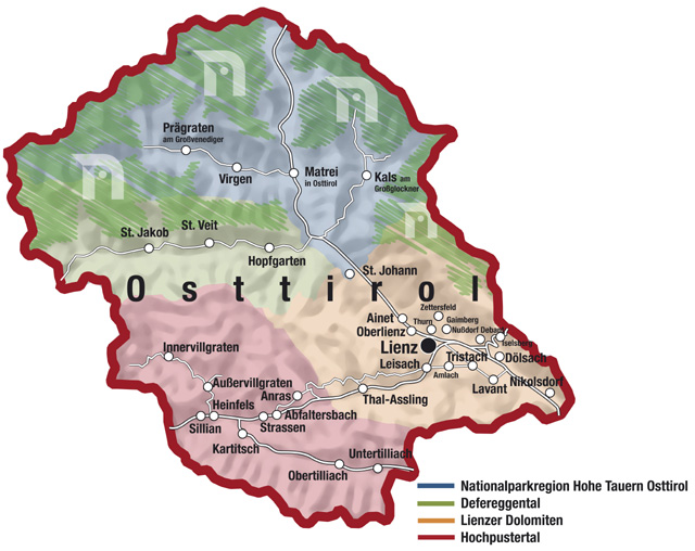 Die Regionen von Osttirol