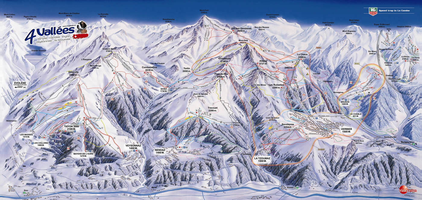Pistenplan Les Quatre Vall�es
