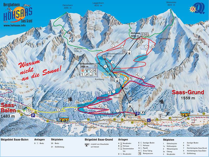 Pistenplan von Saas-Grund