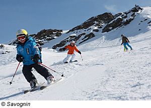 Kinder beim Skifahren, Savognin