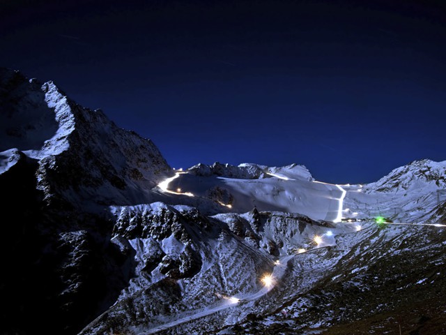 Sölden, Gletscher bei Nacht