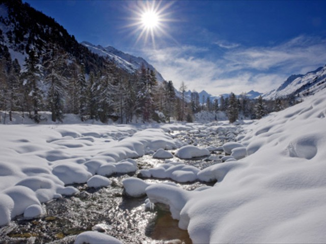 ENGADIN St. Moritz: Winterlandschaft im Val Roseg