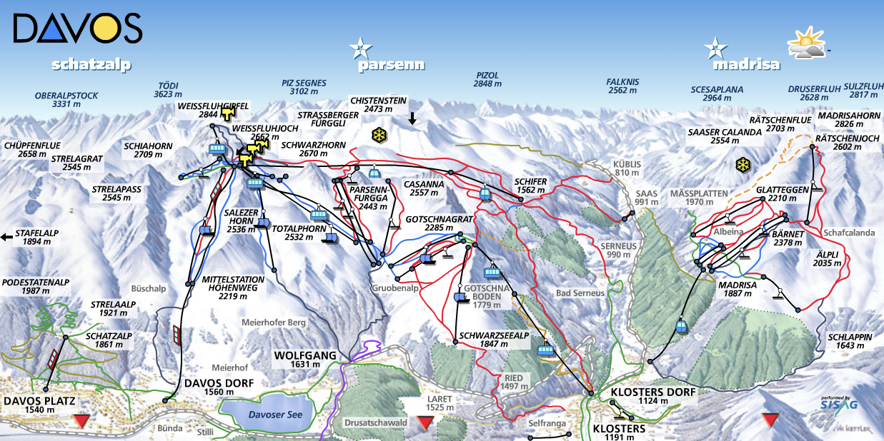 Skigebiet Davos, Klosters, Pistenplan, Skipasspreise, Graubünden