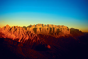 Sonnenuntergan vor der Sellagruppe