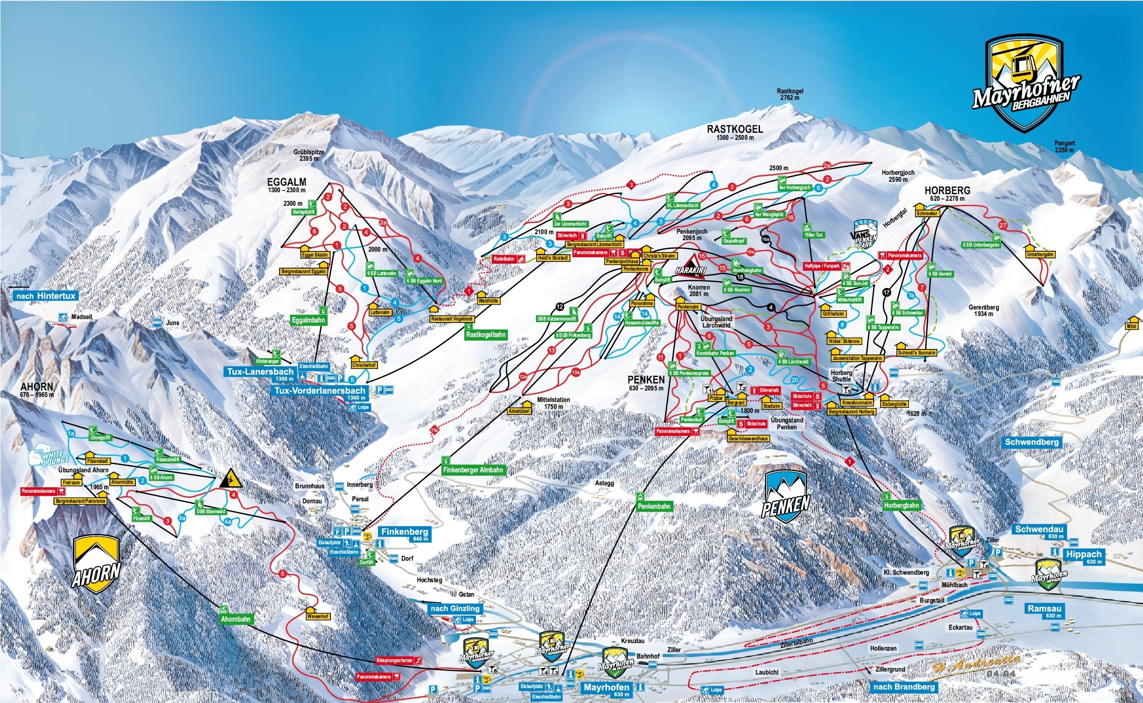 Ramsau im Zillertal Tirol, Skigebiet Mayrhofen und Zillertal 3000