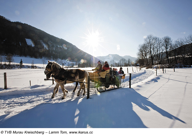 Gemütliche Pferdeschlittenfahrt in Murau-Kreischberg