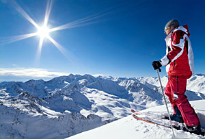 Skifahrer in Obergurgl im Ötztal