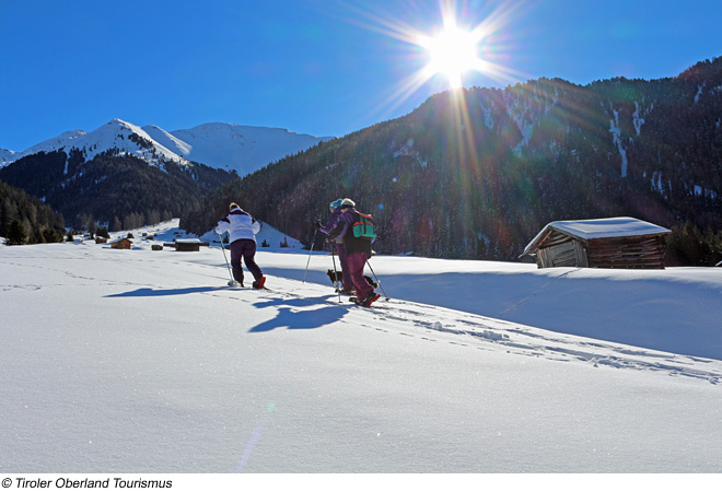 Schneeschuhwanderer in Pfunds