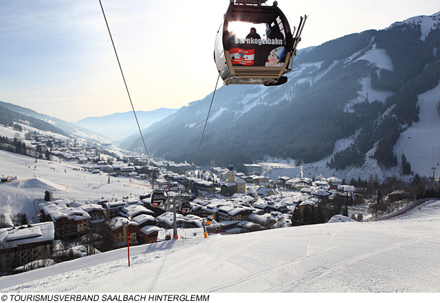 Pisten bis zum Ort Saalbach-Hinterglemm