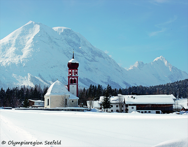 Blick auf den Ort Leutasch bei Seefeld