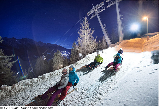 Nachtrodeln im Stubaital