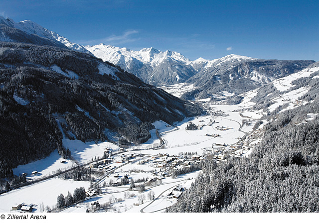 Blick auf den Ort Wald in der Zillertal Arena