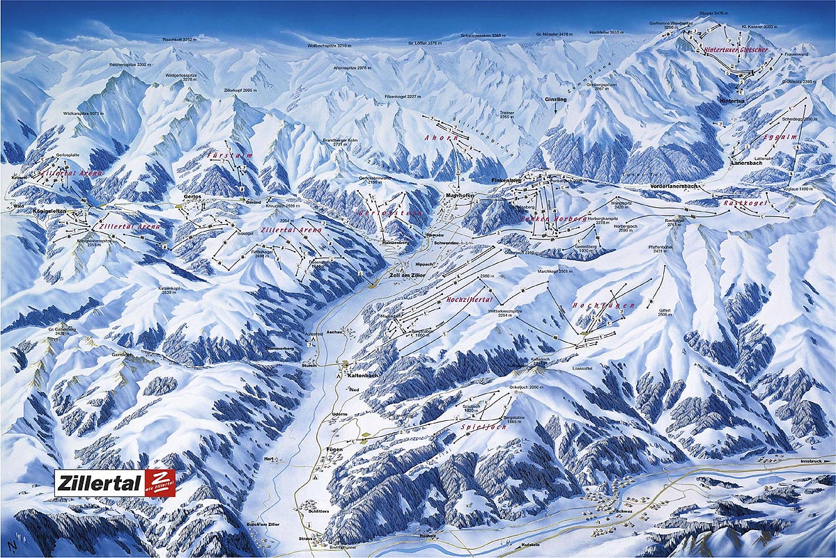 Aschau im Zillertal Tirol, Skigebiet Hochfügen - Zillertal, Skigebiet